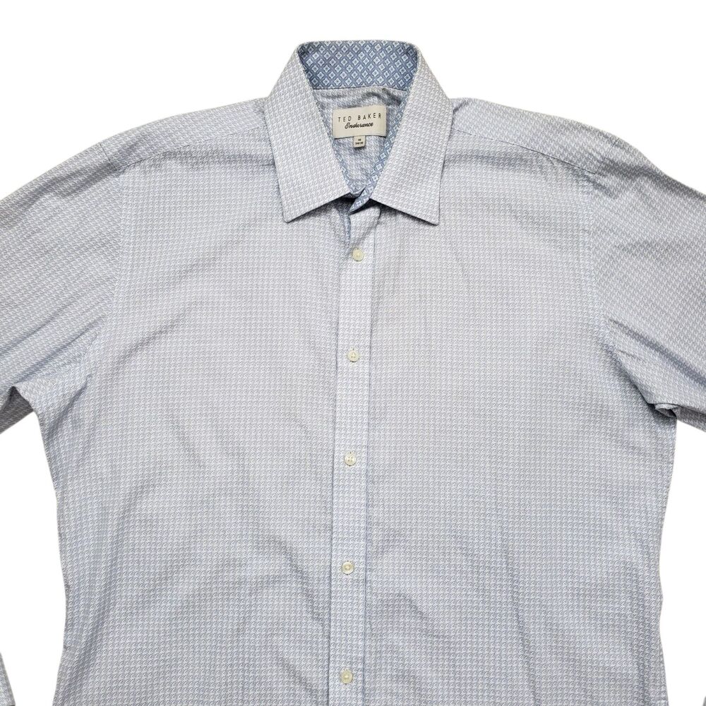 Ted Baker Endurance Dress Shirt Mens 16 34/35 Geometric Flip Cuff Long Sleeve - Picture 10 of 10